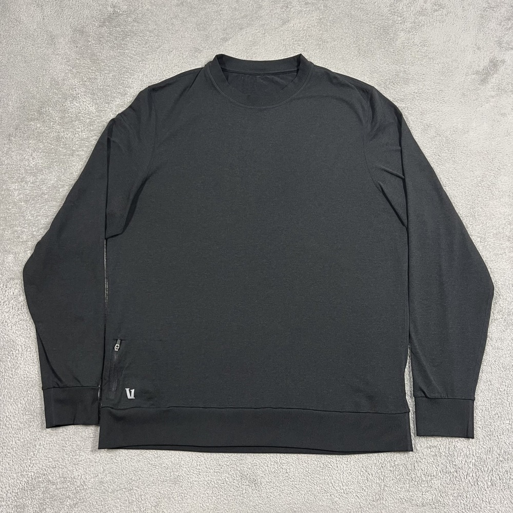 Vuori Ponto Performance Crew Sweatshirt Mens XL Black Lightweight Crewneck V224